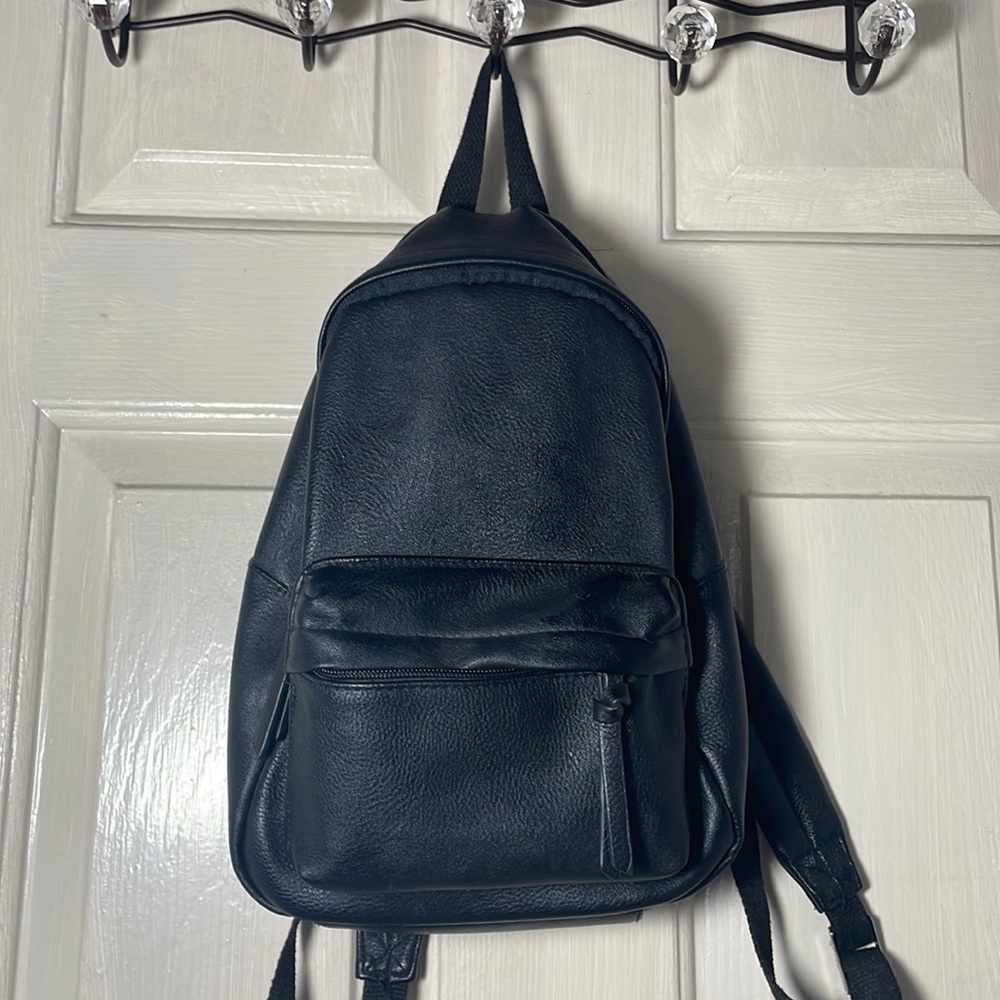 Black leather backpack